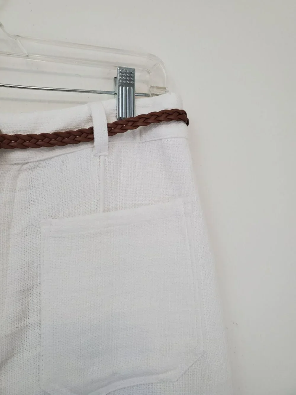 Zara braided belt white cotton culottes
